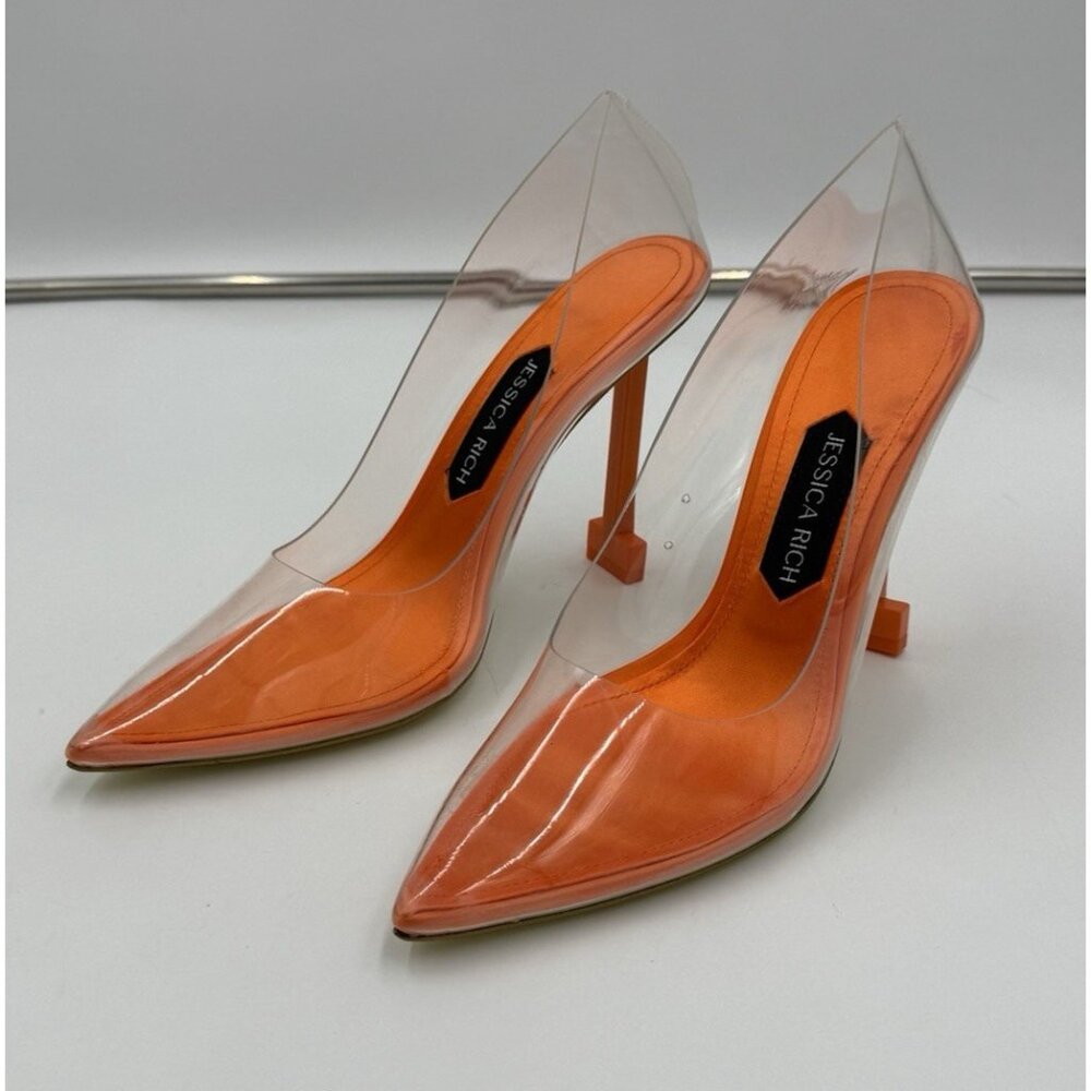 Share Jessica Rich Heels So Fancy Sandal Clear Orange EU 37 USA 6.5 7 - Picture 4 of 11